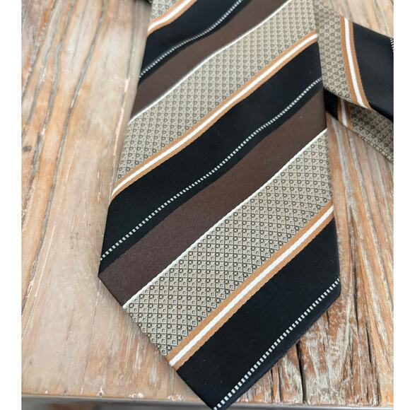 Colours by Alexander Julian Vintage Stripe Tie Brown Black - Picture 2 of 4